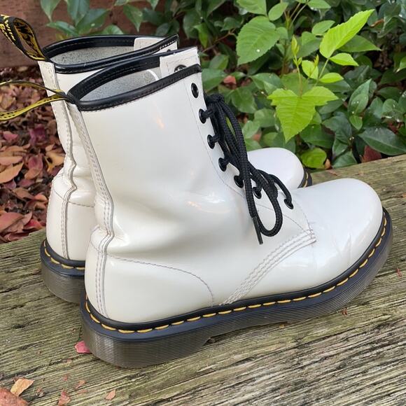 Dr Martens 1460W Patent Lamper White Combat Boots Women's Size 8 US / 6 UK - Picture 14 of 16